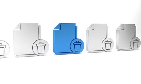 Blue Delete file document icon isolated on white background. Paper sheet wi.. Stock Illustration