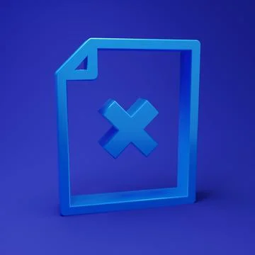 Blue Delete file document icon isolated on blue background. Rejected docume.. 스톡 일러스트