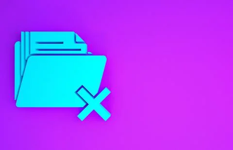 Blue Delete folder icon isolated on purple background. Folder with recycle bi イラスト素材