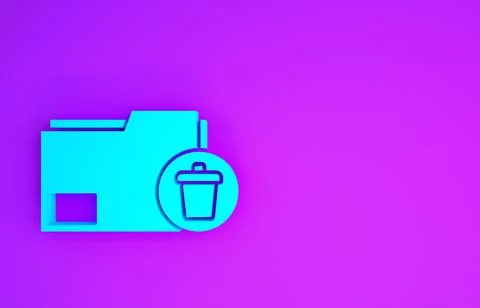 Blue Delete folder icon isolated on purple background. Delete or error folder Stockillustratie