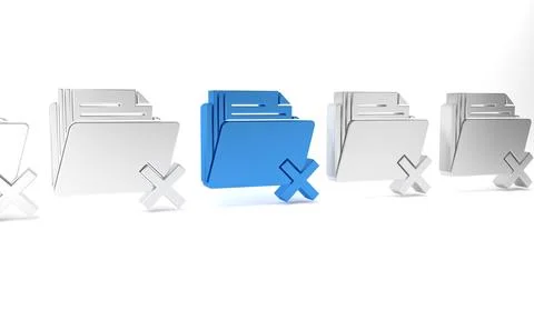 Blue Delete folder icon isolated on white background. Folder with recycle bin Stock Illustration