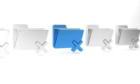 Blue Delete folder icon isolated on white background. Folder with recycle bin Stock Illustration