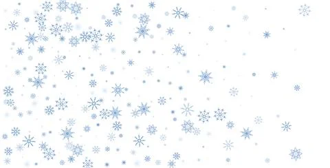Blue delicate openwork snowflakes scatter on a white background. Festive back Stock Illustration