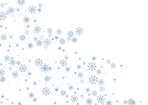Blue delicate openwork snowflakes scatter on a white background. Festive back Stock Illustration
