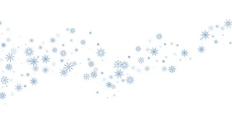 Blue delicate openwork snowflakes scatter on a white background. Festive back Stockillustratie