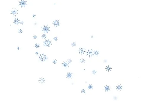 Blue delicate openwork snowflakes scatter on a white background. Festive back Illustrazione stock