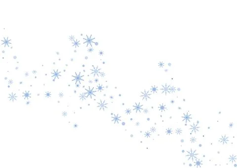 Blue delicate openwork snowflakes scatter on a white background. Festive back Stock Illustration