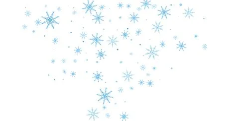 Blue delicate openwork snowflakes scatter on a white background. Festive back Stock Illustration