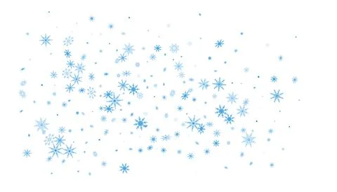 Blue delicate openwork snowflakes scatter on a white background. Festive back Stock Illustration