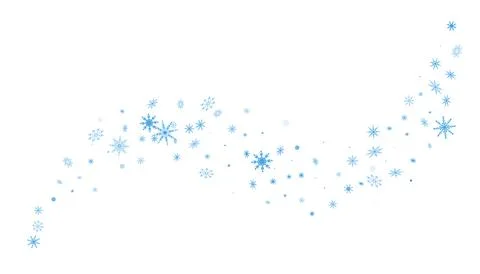 Blue delicate openwork snowflakes scatter on a white background. Festive back Stock Illustration