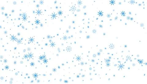Blue delicate openwork snowflakes scatter on a white background. Festive back Stock Illustration