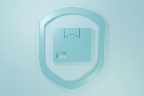 Blue Delivery pack security with shield icon isolated on blue background. D.. Stock Illustration