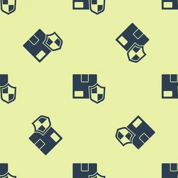 Blue Delivery security with shield icon isolated seamless pattern on yellow イラスト素材