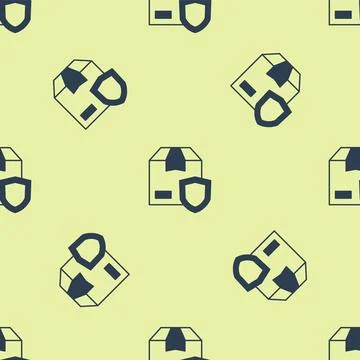 Blue Delivery security with shield icon isolated seamless pattern on yellow Illustrazione stock