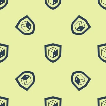 Blue Delivery security with shield icon isolated seamless pattern on yellow Illustrazione stock