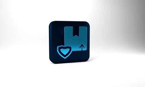 Blue Delivery security with shield icon isolated on grey background. Delivery Illustrazione stock