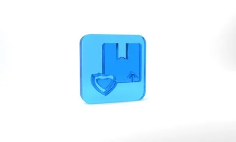 Blue Delivery security with shield icon isolated on grey background. Delivery Stock Illustration
