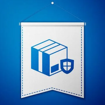 Blue Delivery security with shield icon isolated on blue background. Delivery 스톡 일러스트