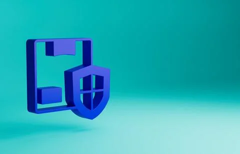 Blue Delivery security with shield icon isolated on blue background. Delivery Stock Illustration