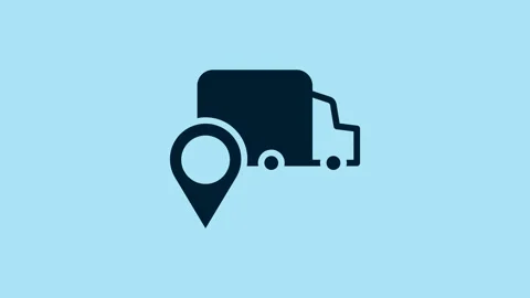 Blue Delivery tracking icon isolated on blue background. Parcel tracking. 4K Vídeos de archivo 230951664