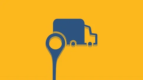 Blue Delivery tracking icon isolated on orange background. Parcel tracking. 4K Stock Footage 234023507