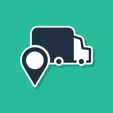 Blue Delivery tracking icon isolated on green background. Parcel tracking イラスト素材