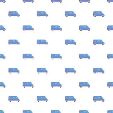 Blue delivery van vehicle pattern seamless background Stock Illustration
