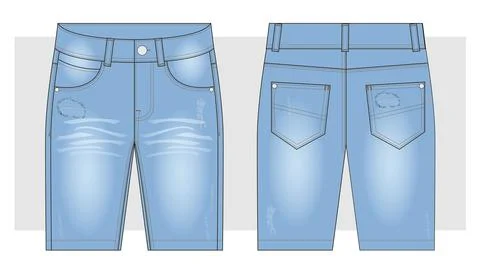 Blue denim Bermuda shorts. Illustrazione stock