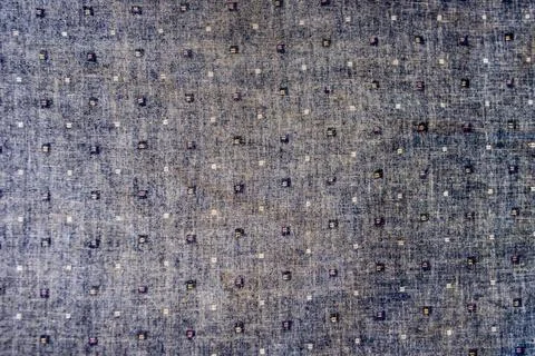 Blue Denim Chambray Fabric Texture with Polka Dot Pattern Stock Photos