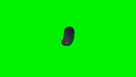 Blue denim fabric comma punctuation mark with yellow stitching Stock Footage 334552525