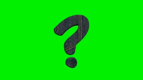 Blue denim fabric question mark punctuation with yellow stitching Video stock 334552557
