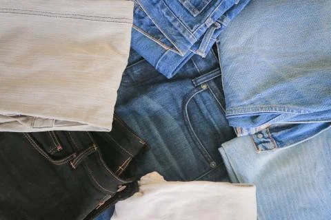 Blue denim jeans texture background Stock Photos