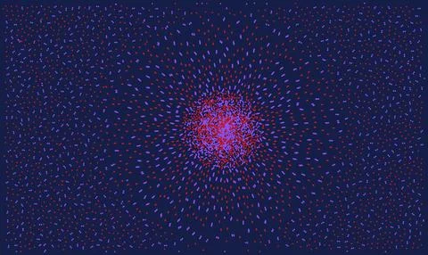 Blue Dense Particle Vortex with Red Center Vector Background Stock Illustration