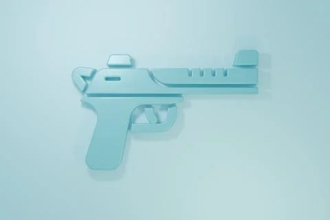Blue Desert eagle gun icon isolated on blue background. Minimalism concept... Stock Illustration