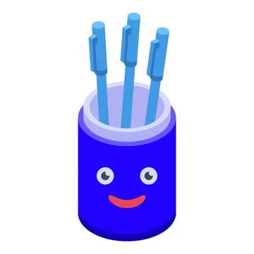 Blue design pencil stand icon isometric vector. Drawing art Stock Illustration