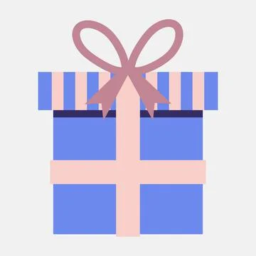 Blue designer gift wrapping box with pink ribbon Stock Illustration