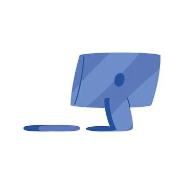 Blue desktop computer tech Stock Illustration