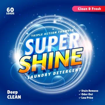 Blue detergent packaging concept design template Stock Illustration