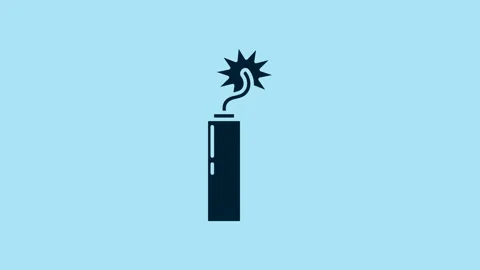 Blue Detonate dynamite bomb stick clock icon isolated on blue background. Time Stock Footage 231479166