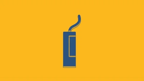 Blue Detonate dynamite bomb stick icon isolated on orange background. Time bomb Stock Footage 234015174