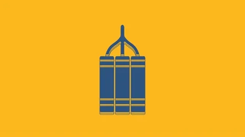 Blue Detonate dynamite bomb stick icon isolated on orange background. Time bomb Stock Footage 234015258