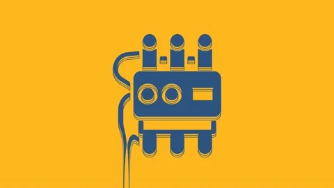 Blue Detonate dynamite bomb stick and timer clock icon isolated on orange Stock Footage 234019832