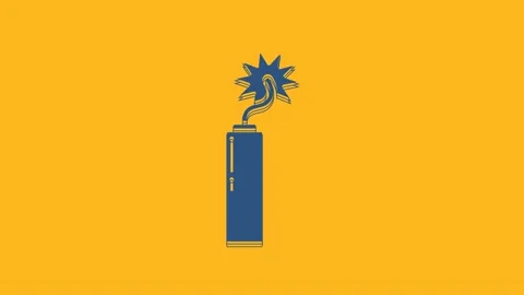 Blue Detonate dynamite bomb stick clock icon isolated on orange background. Time Stock Footage 234716591