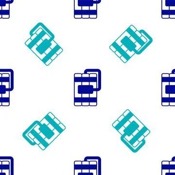 Blue Detonate dynamite bomb stick and timer clock icon isolated seamless pattern Stock Illustration