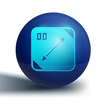 Blue Diagonal measuring icon isolated on white background. Blue circle button Stock Illustration