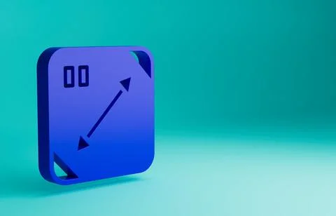 Blue Diagonal measuring icon isolated on blue background. Minimalism concept. 3D Stock Illustration