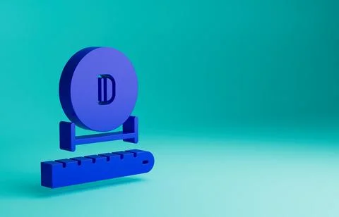 Blue Diameter icon isolated on blue background. Minimalism concept. 3D render Stock Illustration