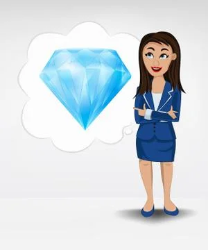 Blue diamond in bubble idea concept of woman in suit vector illustration イラスト素材