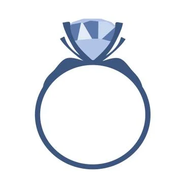 Blue Diamond engagement ring vector icon Stock Illustration