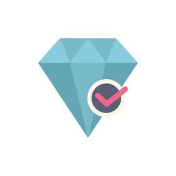 Blue diamond getting checked symbol with a check mark Stock Illustration
